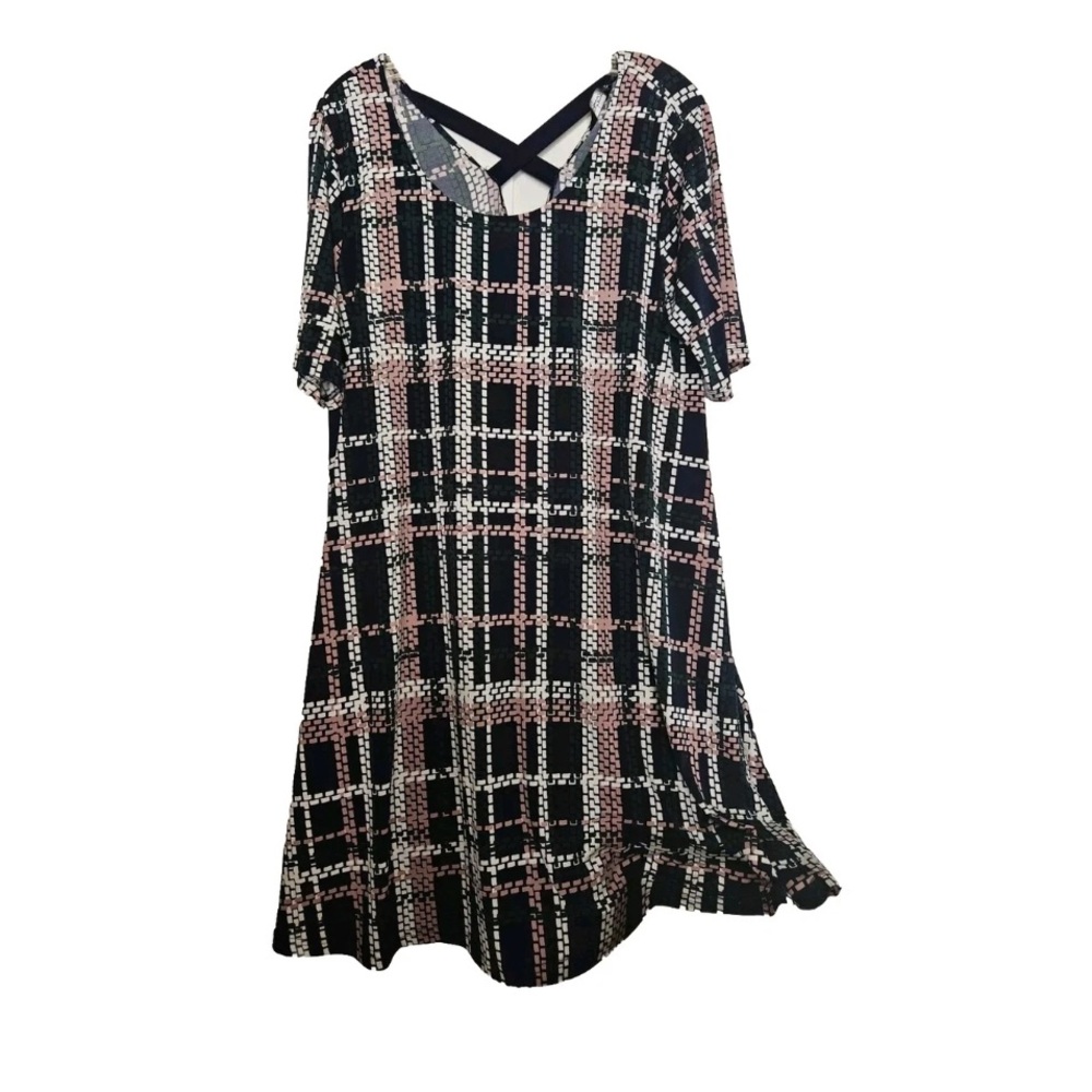 Nina Leonard Short Sleeve Dress Multi Color Size Xl